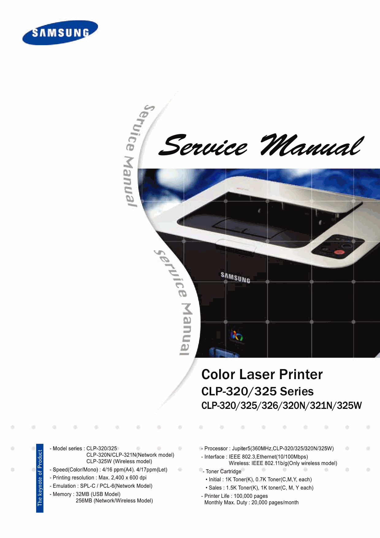 Samsung Color-Laser-Printer CLP-320 325 326 320N 321N 325W Parts and Service Manual-1